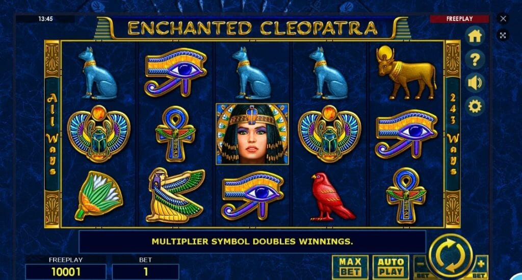 Enchanted Cleopatra slot game machine interface