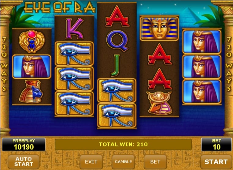eye of ra slot machine interface
