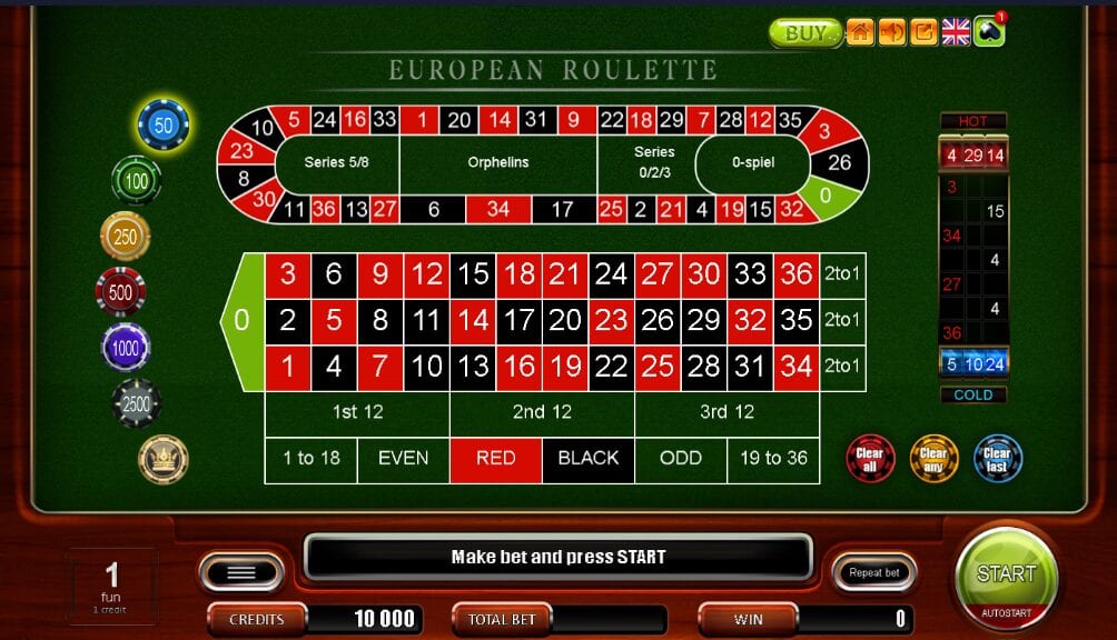 european roulette table